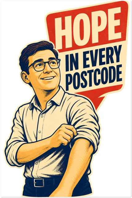 Hope in Every Postcode — Small poster, editorial front