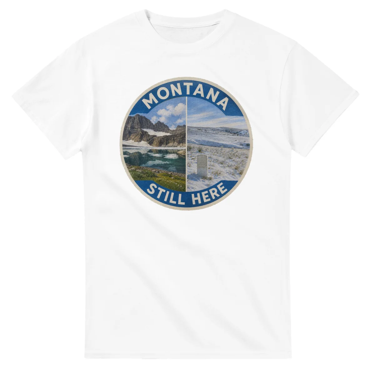 Painted, panelled scenic illustration for Montana, with paired local scenes and the place name in lettering.