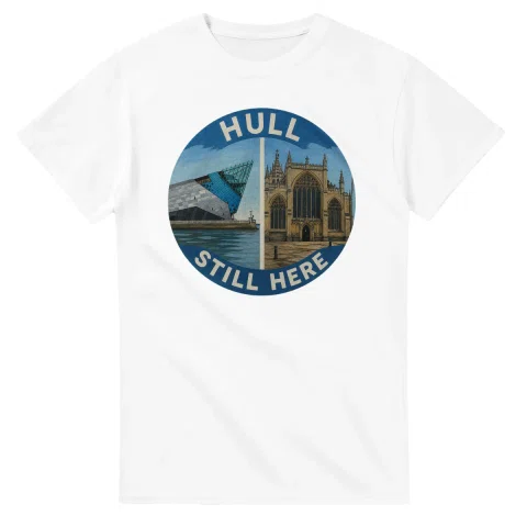 Painted, panelled scenic illustration for Hull, with paired local scenes and the place name in lettering.
