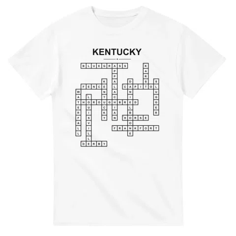 Monochrome crossword sheet for Kentucky, with a large place-name heading, a letter grid, and numbered across and down clues.