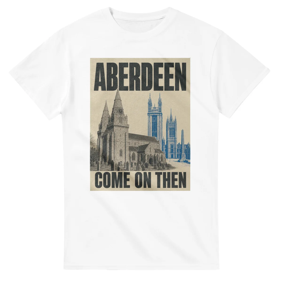 Two-colour scenic illustration for Aberdeen, with the place name and COME ON THEN lettering.