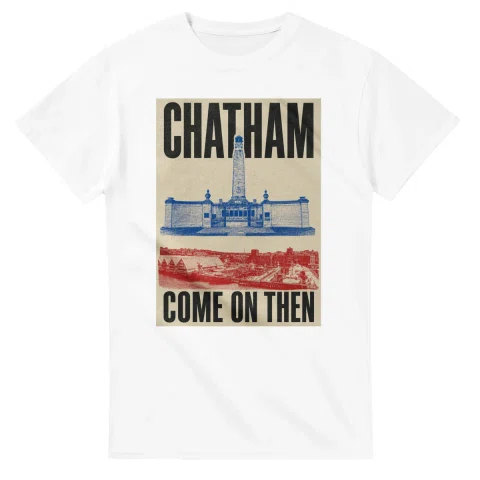 Two-colour scenic illustration for Chatham, with the place name and COME ON THEN lettering.