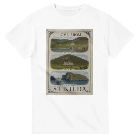 Framed scenic design for St Kilda, with several local views, a decorative border and LOVE FROM lettering.