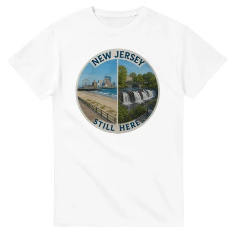 Painted, panelled scenic illustration for New Jersey, with paired local scenes and the place name in lettering.
