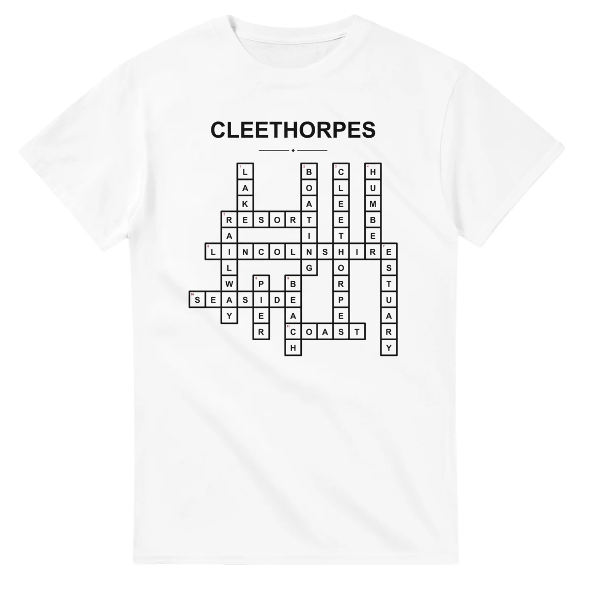 Monochrome crossword sheet for Cleethorpes, with a large place-name heading, a letter grid, and numbered across and down clues.