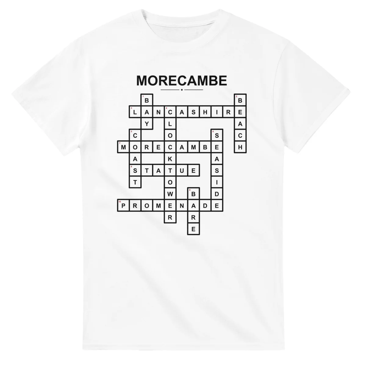 Monochrome crossword sheet for Morecambe, with a large place-name heading, a letter grid, and numbered across and down clues.