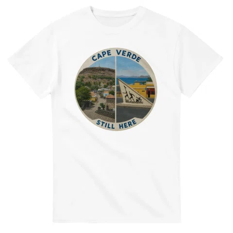 Painted, panelled scenic illustration for Cape Verde, with paired local scenes and the place name in lettering.