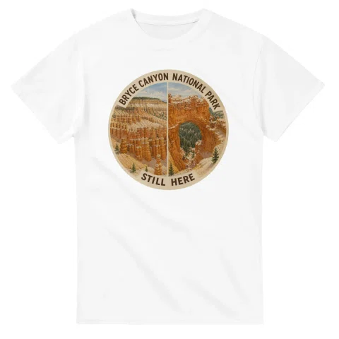 Painted, panelled scenic illustration for Bryce Canyon National Park, with paired local scenes and the place name in lettering.