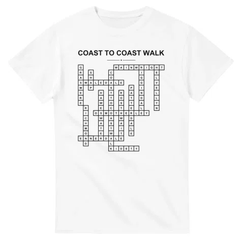 Monochrome crossword sheet for Coast to Coast Walk, with a large place-name heading, a letter grid, and numbered across and down clues.