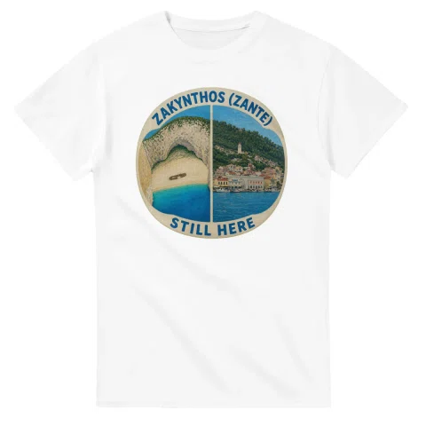 Painted, panelled scenic illustration for Zakynthos (Zante), with paired local scenes and the place name in lettering.