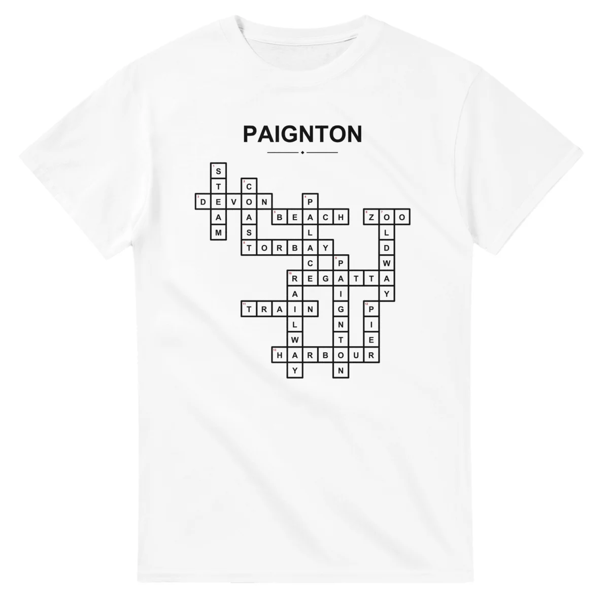 Monochrome crossword sheet for Paignton, with a large place-name heading, a letter grid, and numbered across and down clues.