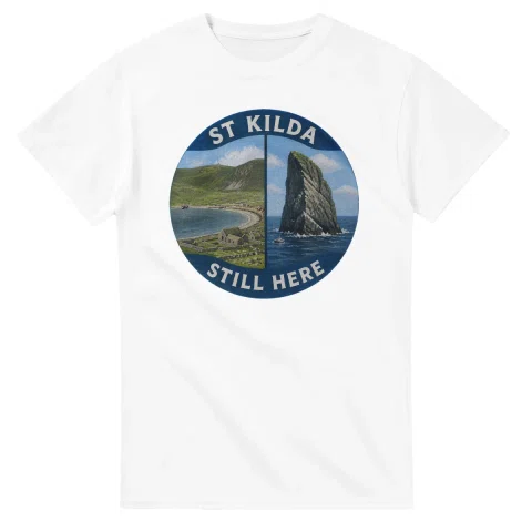 Painted, panelled scenic illustration for St Kilda, with paired local scenes and the place name in lettering.