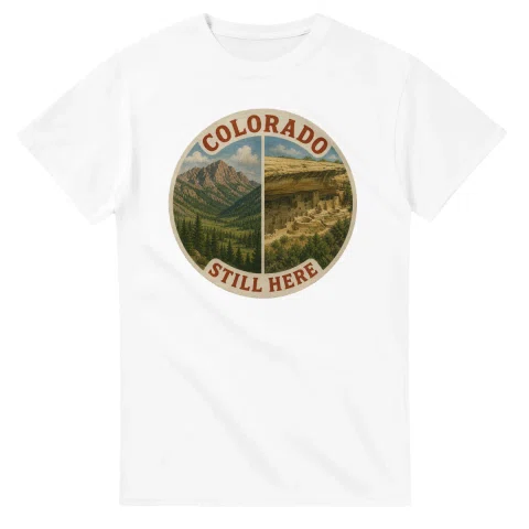Painted, panelled scenic illustration for Colorado, with paired local scenes and the place name in lettering.