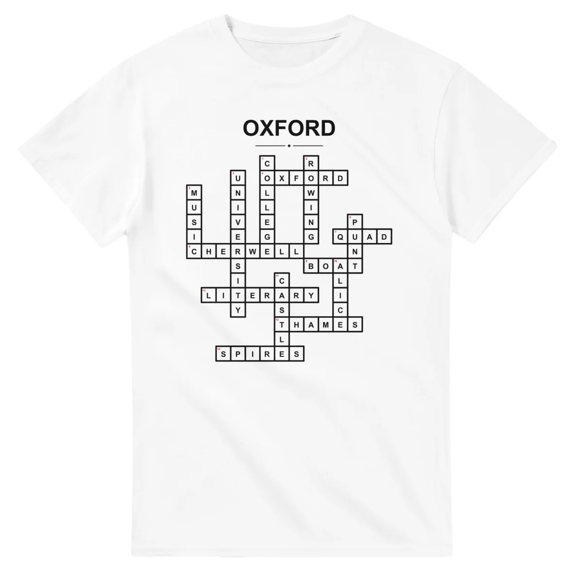 Monochrome crossword sheet for Oxford, with a large place-name heading, a letter grid, and numbered across and down clues.
