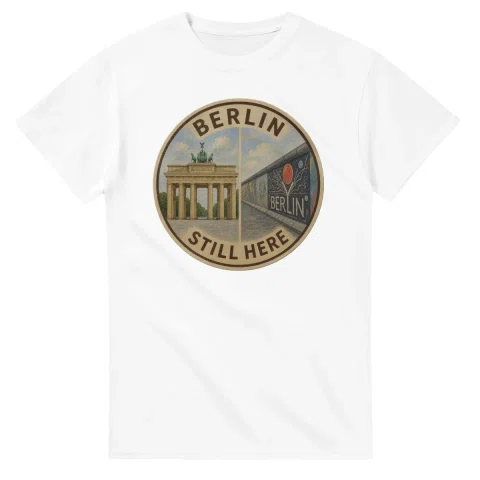 Painted, panelled scenic illustration for Berlin, with paired local scenes and the place name in lettering.