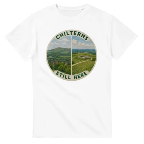Painted, panelled scenic illustration for Chilterns, with paired local scenes and the place name in lettering.