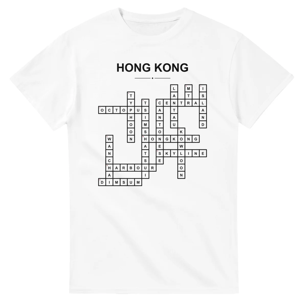 Monochrome crossword sheet for Hong Kong, with a large place-name heading, a letter grid, and numbered across and down clues.
