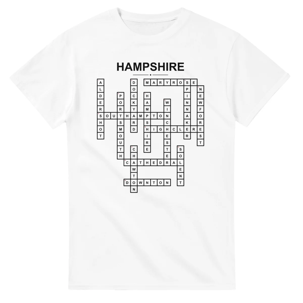 Monochrome crossword sheet for Hampshire, with a large place-name heading, a letter grid, and numbered across and down clues.