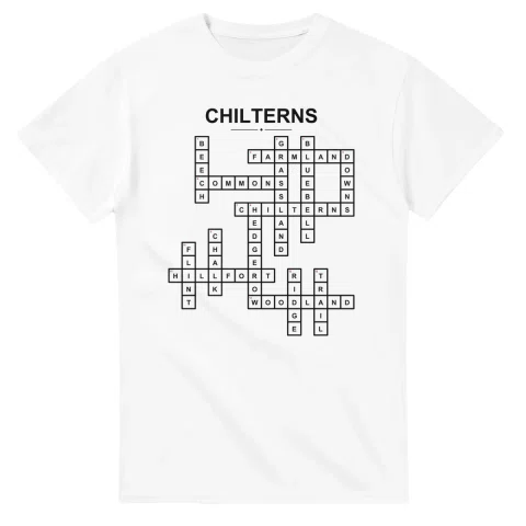 Monochrome crossword sheet for Chilterns, with a large place-name heading, a letter grid, and numbered across and down clues.