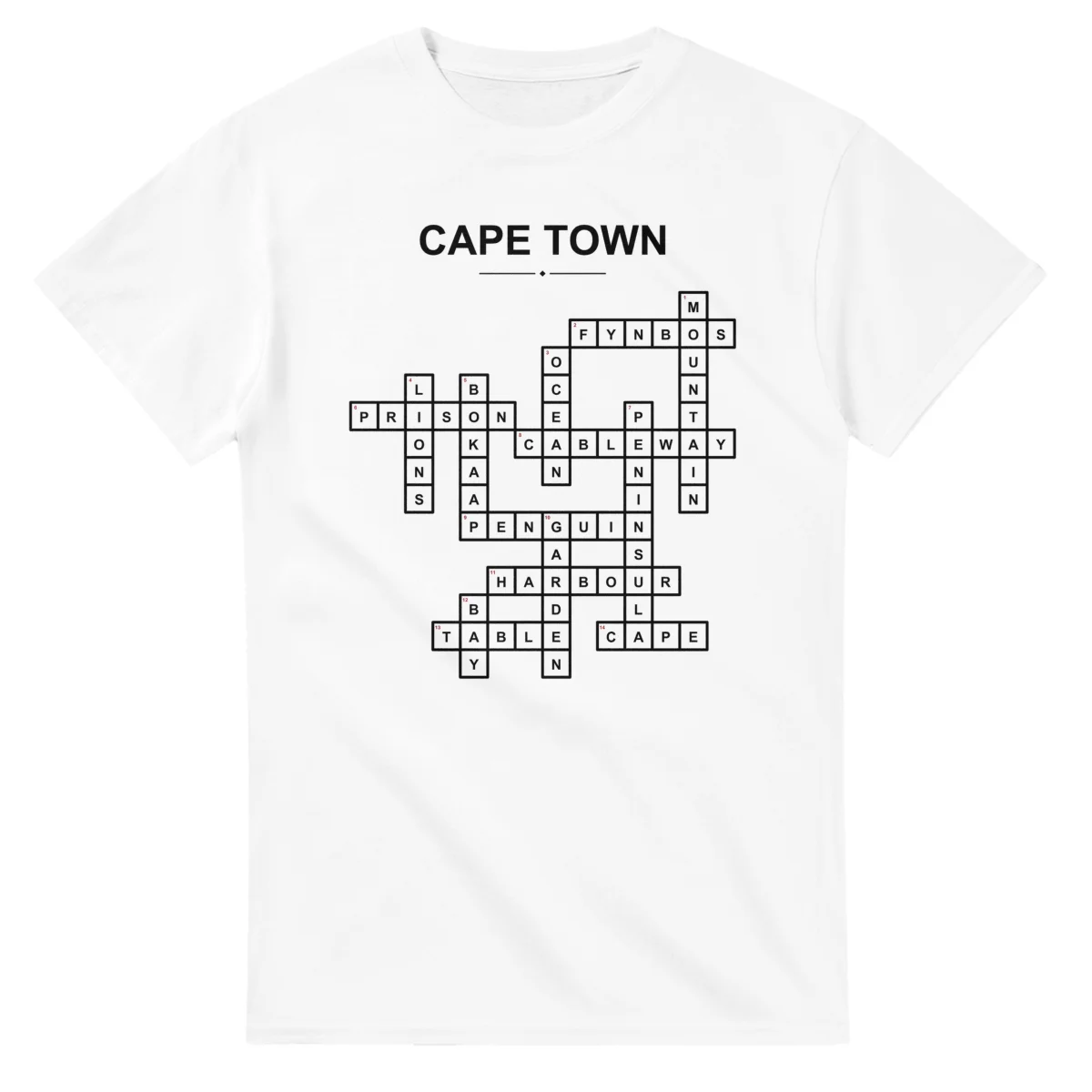 Monochrome crossword sheet for Cape Town, with a large place-name heading, a letter grid, and numbered across and down clues.