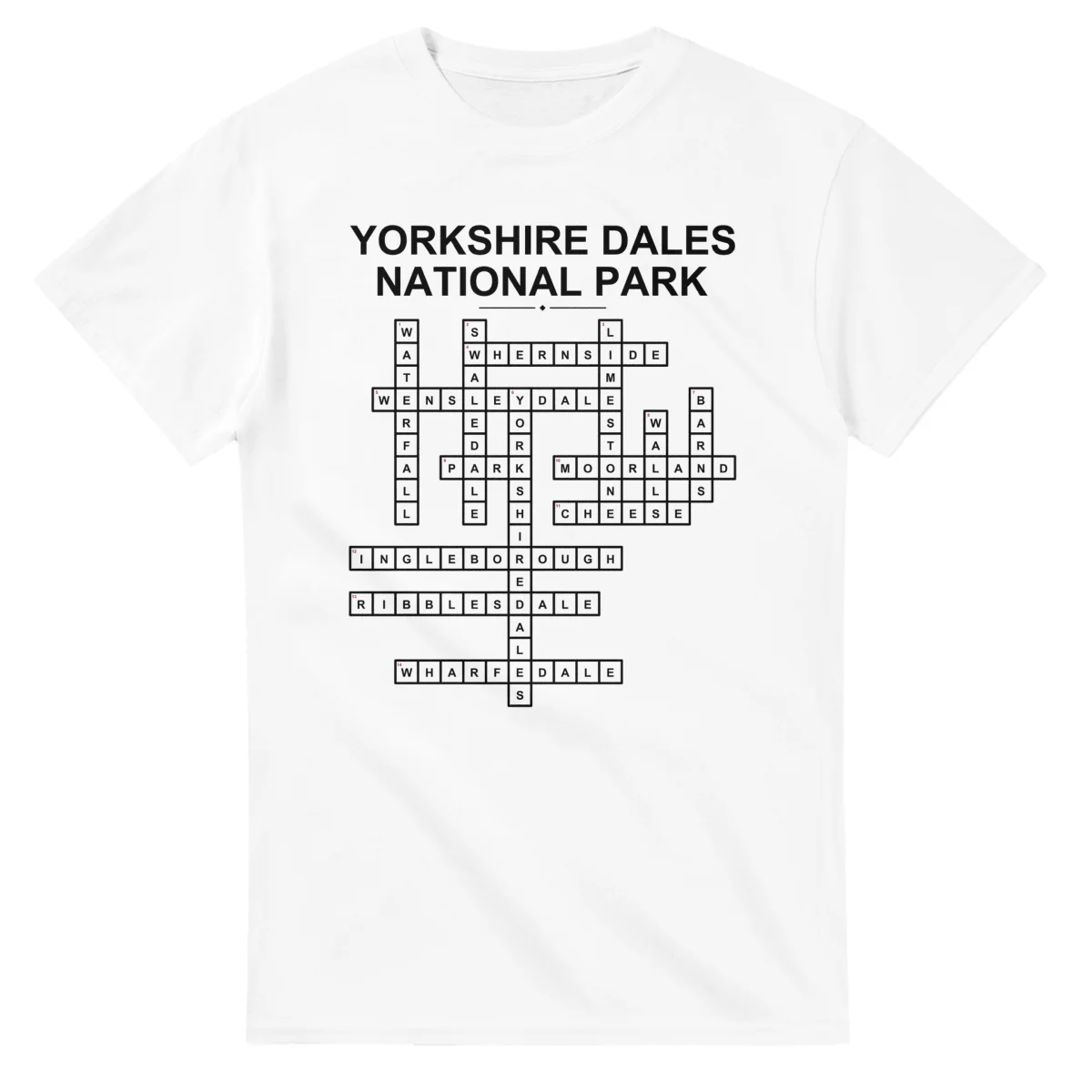 Monochrome crossword sheet for Yorkshire Dales National Park, with a large place-name heading, a letter grid, and numbered across and down clues.