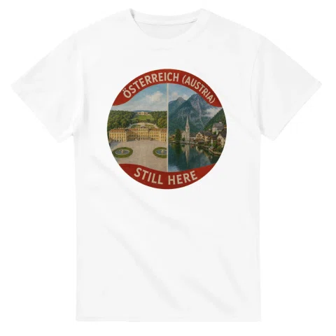 Painted, panelled scenic illustration for Österreich (Austria), with paired local scenes and the place name in lettering.