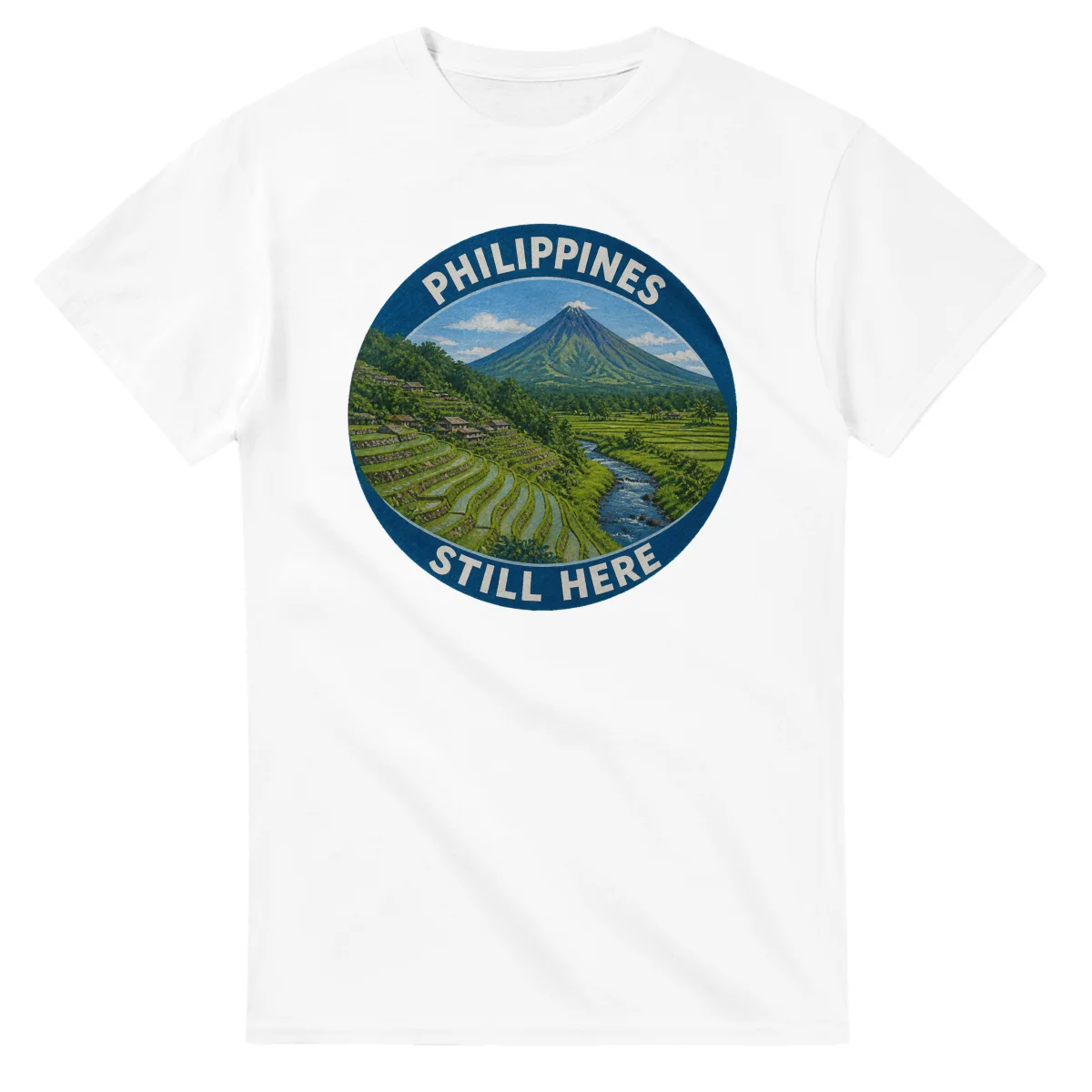 Painted, panelled scenic illustration for The Philippines, with paired local scenes and the place name in lettering.