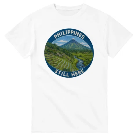 Painted, panelled scenic illustration for The Philippines, with paired local scenes and the place name in lettering.