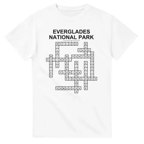 Monochrome crossword sheet for Everglades National Park, with a large place-name heading, a letter grid, and numbered across and down clues.