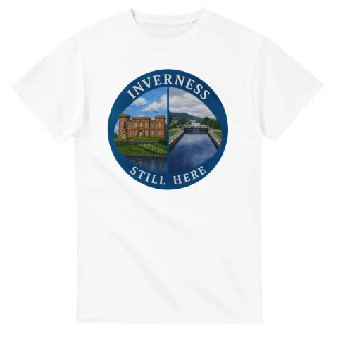 Painted, panelled scenic illustration for Inverness, with paired local scenes and the place name in lettering.