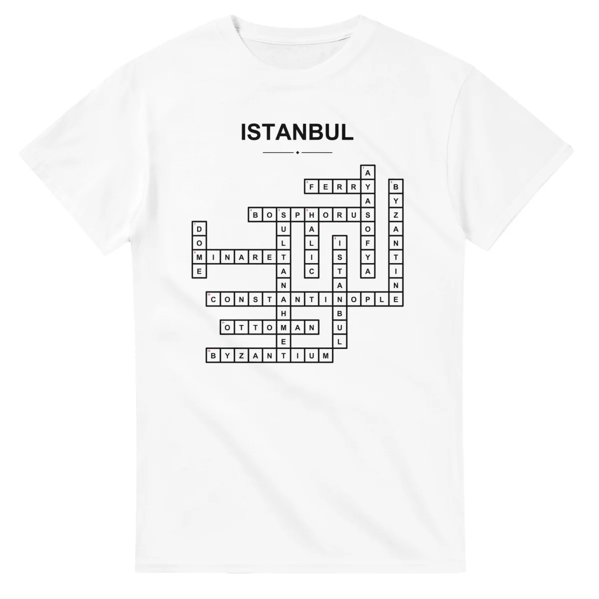 Monochrome crossword sheet for Istanbul, with a large place-name heading, a letter grid, and numbered across and down clues.