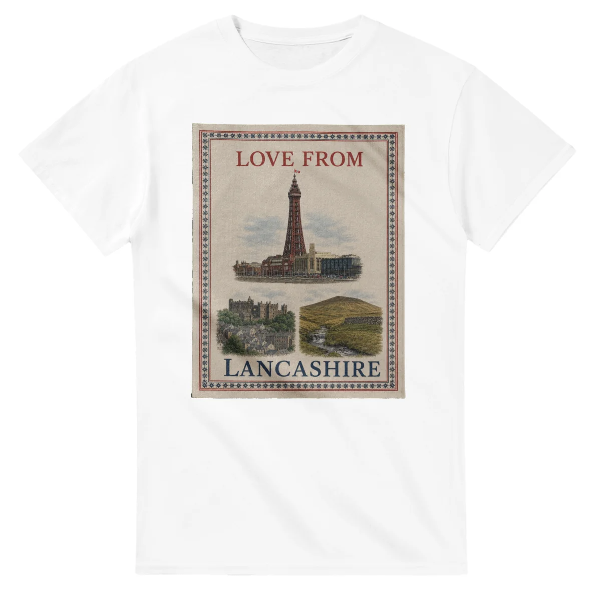 Love from Lancashire on a unisex t-shirt