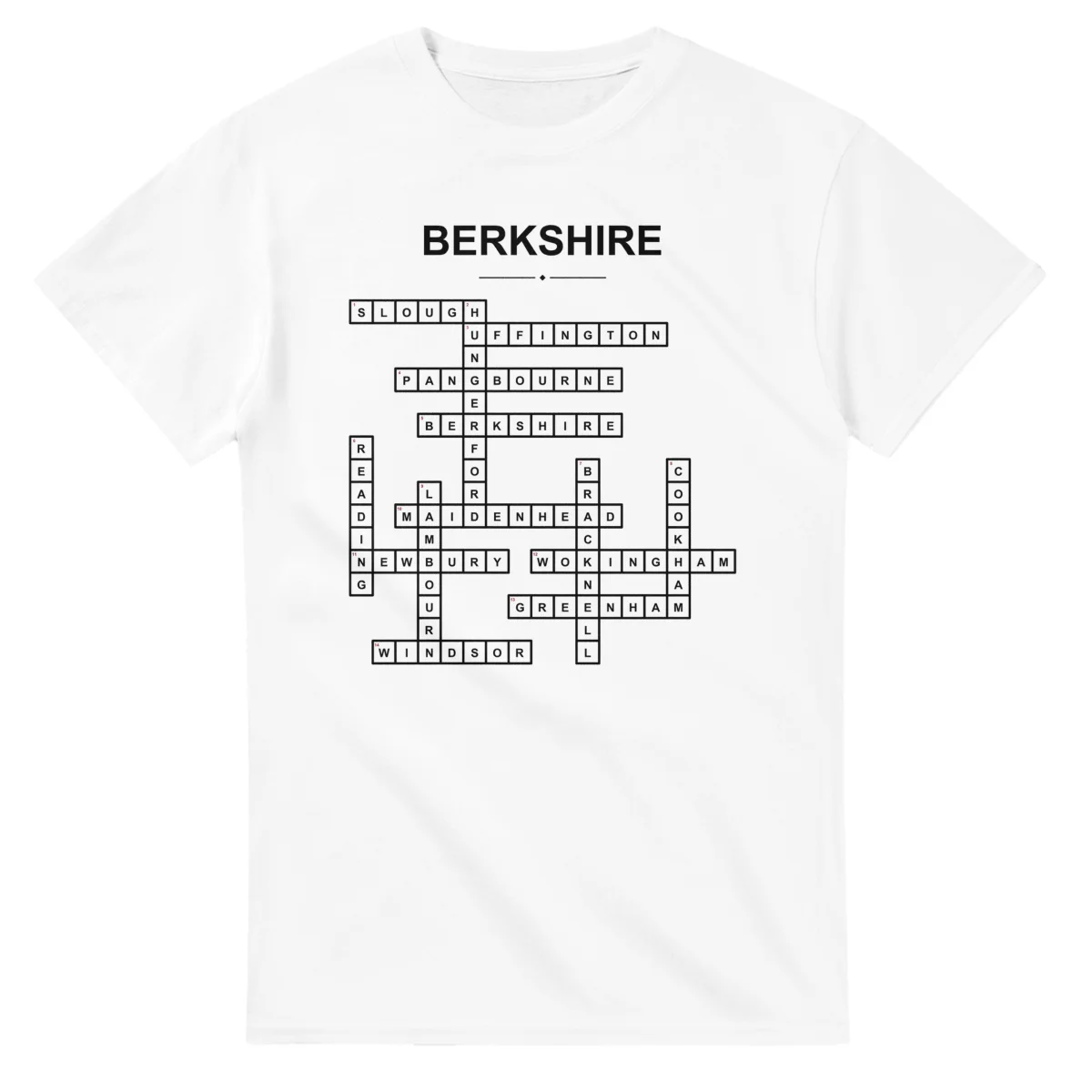 Monochrome crossword sheet for Berkshire, with a large place-name heading, a letter grid, and numbered across and down clues.