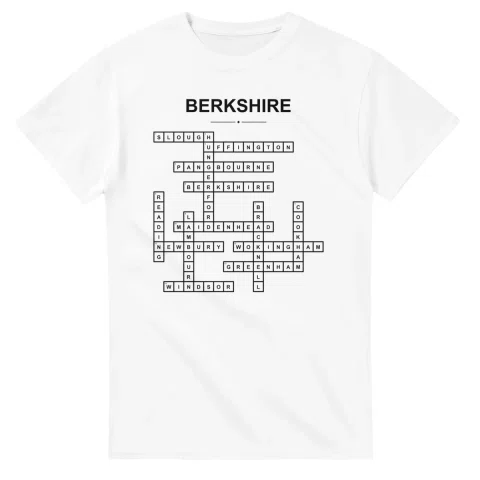 Monochrome crossword sheet for Berkshire, with a large place-name heading, a letter grid, and numbered across and down clues.