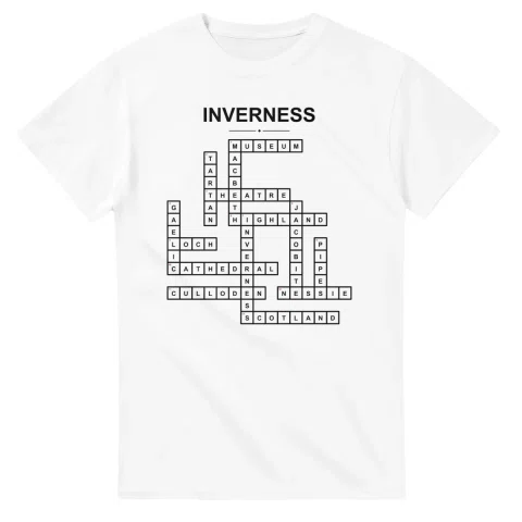Monochrome crossword sheet for Inverness, with a large place-name heading, a letter grid, and numbered across and down clues.
